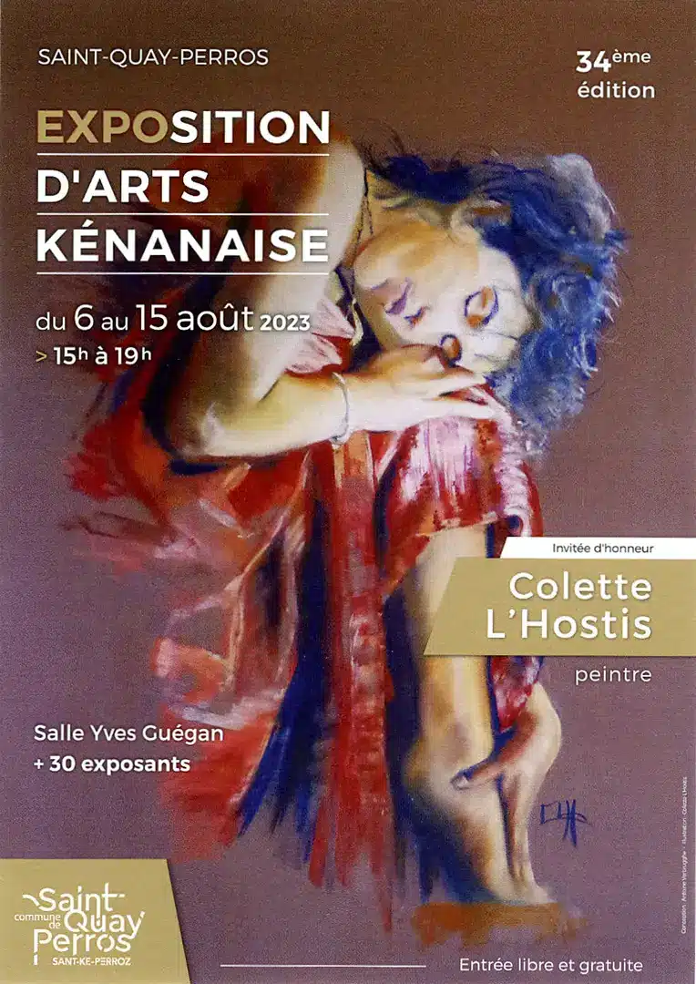 Art Exhibition in St Quay painting of a woman and information about the exbition